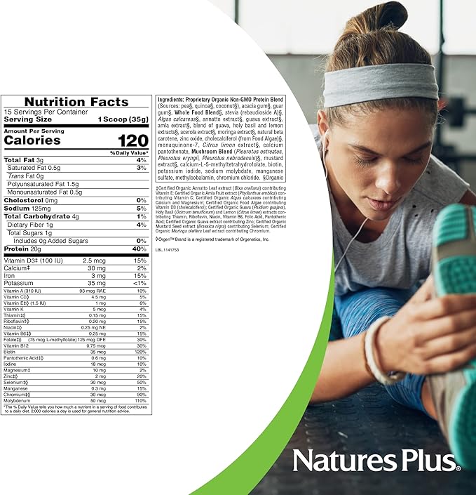 Natures Plus VPM Protein, Unflavored - 1.16 lbs - with Quinoa, Pea & Coconut Protein - Organic, Vegan, Soy & Gluten Free - 15 Servings