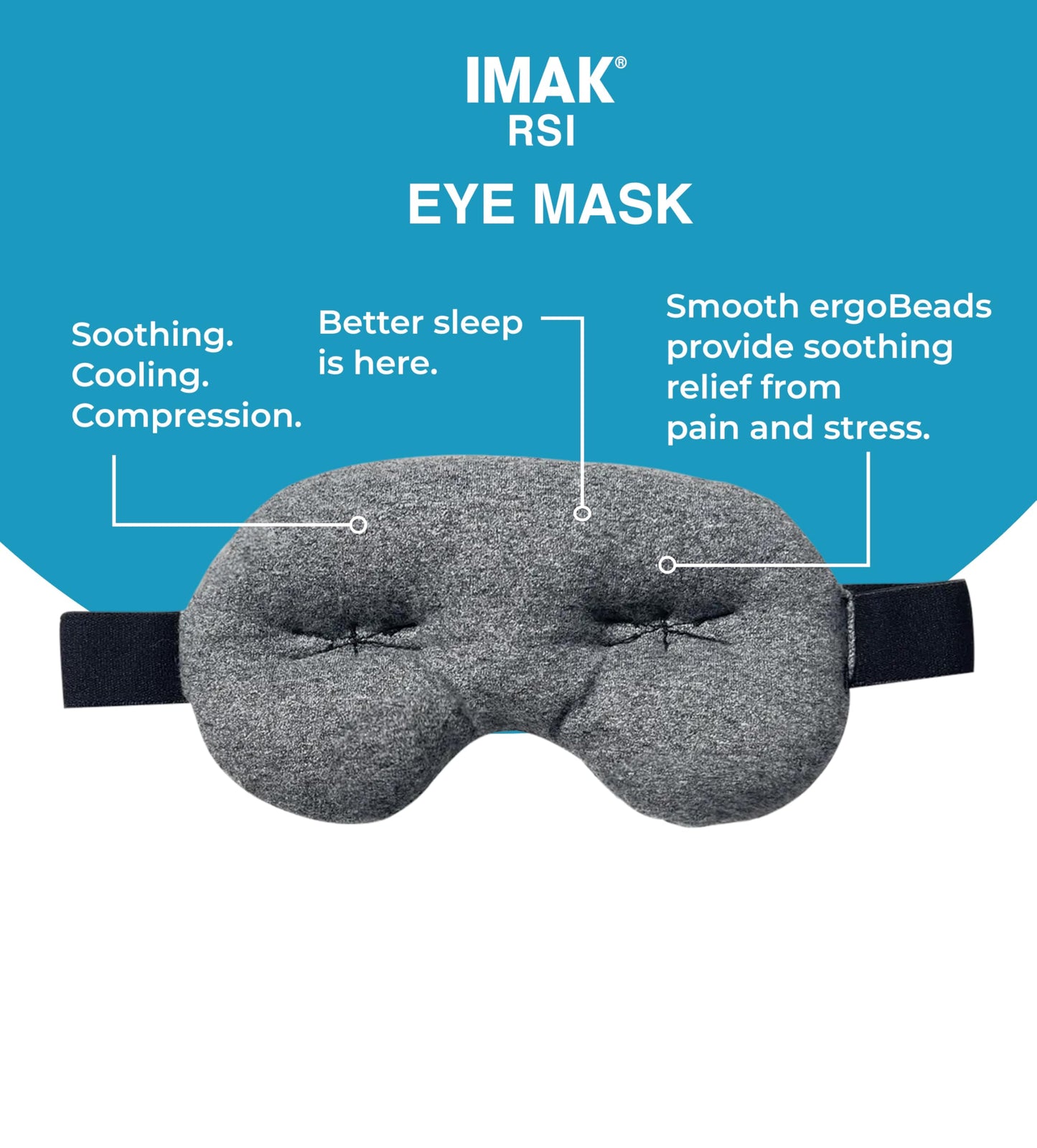Brownmed Eye Pillow - Compression Eye Mask for Headache Support - Soothes Strain - Eases Sinus Pressure - Cooling - Universal Fit - Breathable Cotton - Washable & Reusable - Grey