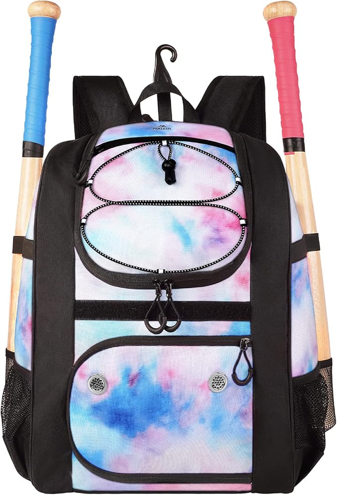 MATEIN Softball Bag, Lightweight Baseball Backpack with Shoe Compartment, Baseball Bag with Fence Hook for TBall Bat & Equ...
