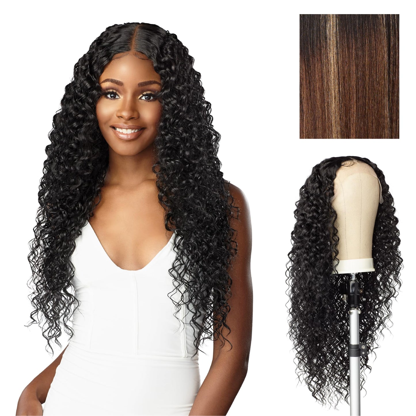 Sensationnel Butta Lace Hhm Wigs - Bohemian 28 Inch Human Hair Blend Extra Wide 5 Inch Parting Preplucked Hairline Glueless Lace