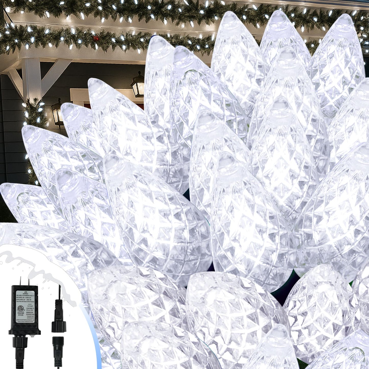 Connectable 250 Led C6 Christmas String Lights  82Ft Waterproof Christmas Twinkle Lights Outdoor  Plug In Lights With 13 Modes For Indoor Outdoor Yard Party Christmas Tree Decorations (Cool White)