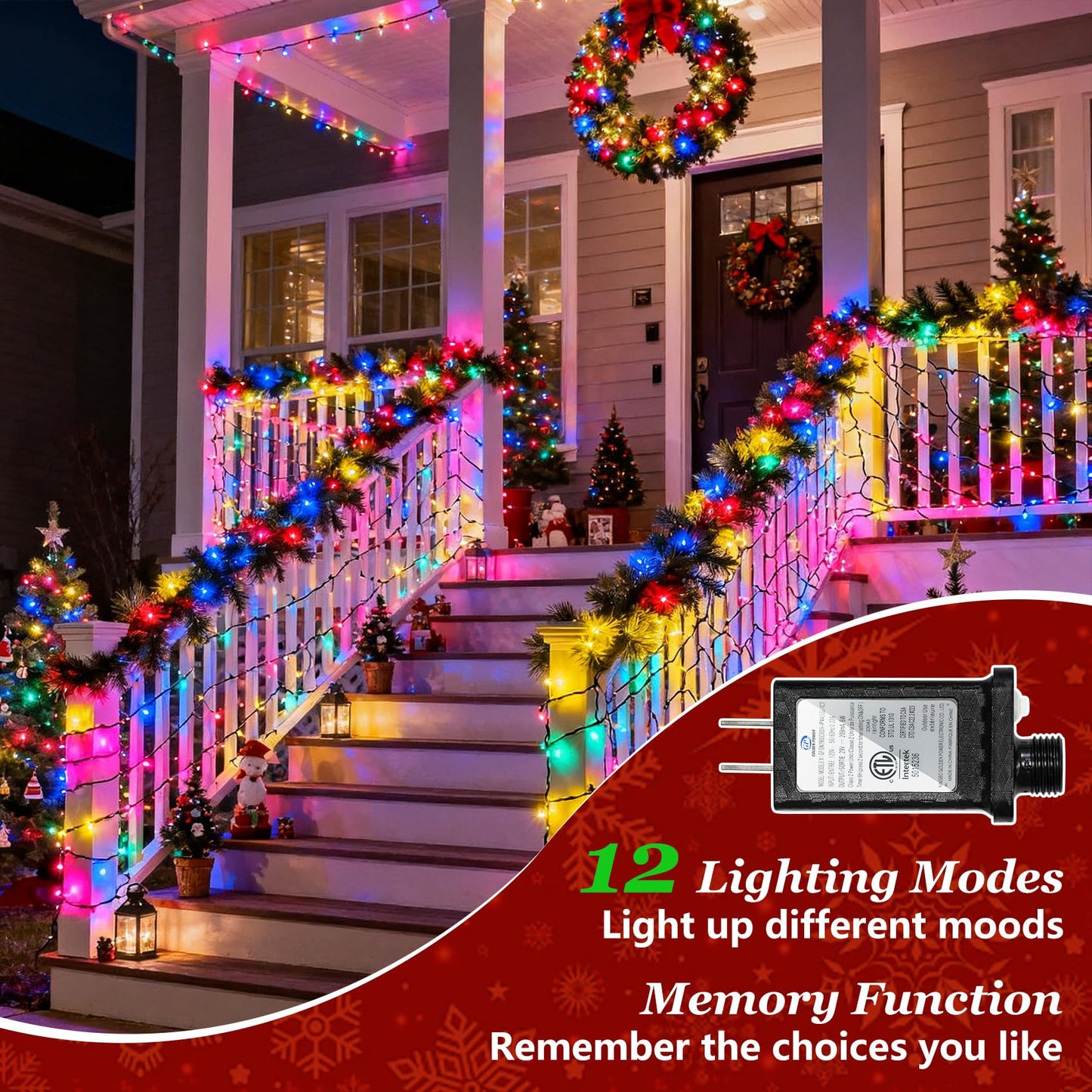300 Led Indoor String Lights With 12 Modes  Green Wire Connectable Christmas Tree Lights With Timer  Dimmable Twinkle Fairy Lights  75Ft Led Lights For Bedroom Outdoor Home Patio Party  Multicolor