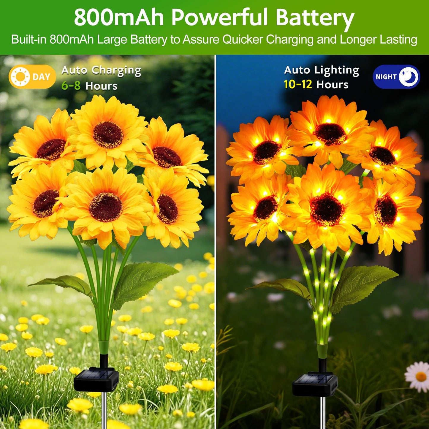 Solar Sunflower Lights Outdoor Garden Decor  Solar Flowers Lights With 18 Sunflowers  Waterproof Fall Decor Stake Decorative Light Auto On/Off For Garden Yard Patio Backyard  Gift For Women (3 Pack)