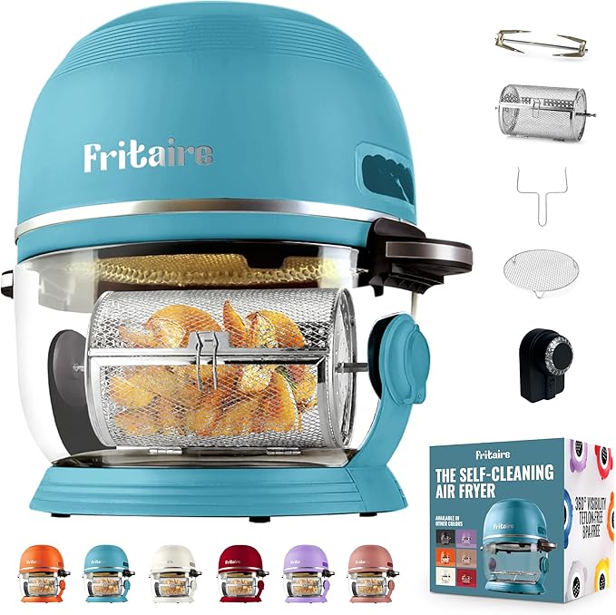 Non-Toxic Air Fryer - Glass AirFryer 5 Quart w/ 360 Visibility, Self-Cleaning, 400F Vortex Air Fryer for Even Cooking, BPA-Free Teflon Free, 6-in-1 Functions, Rotisserie, Roast, Bake, Glass