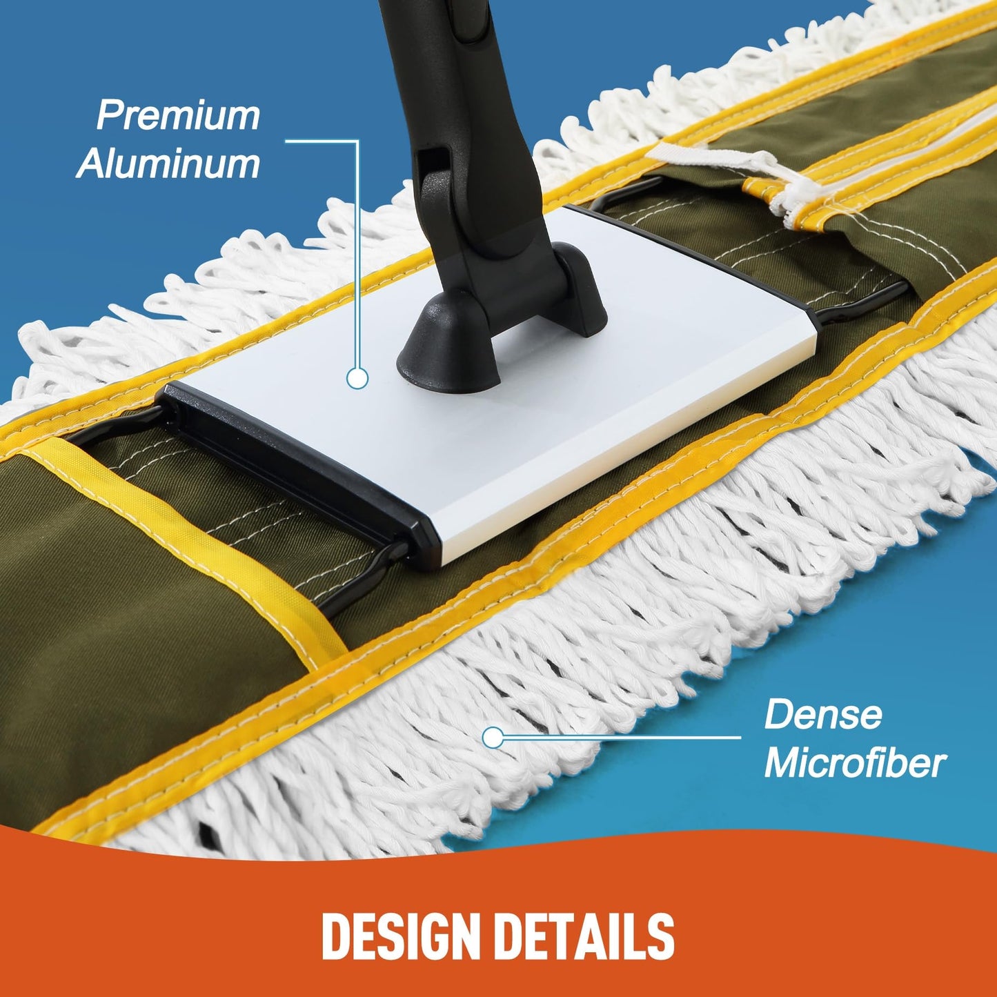 CLEANHOME 36" Commercial Dust Mops for Floor Cleaning Heavy Duty Floor Duster Mop with Long Handle Hotel Gym Household Cleaning Supplies for Hardwood, Tiles, Marble Floors,Green