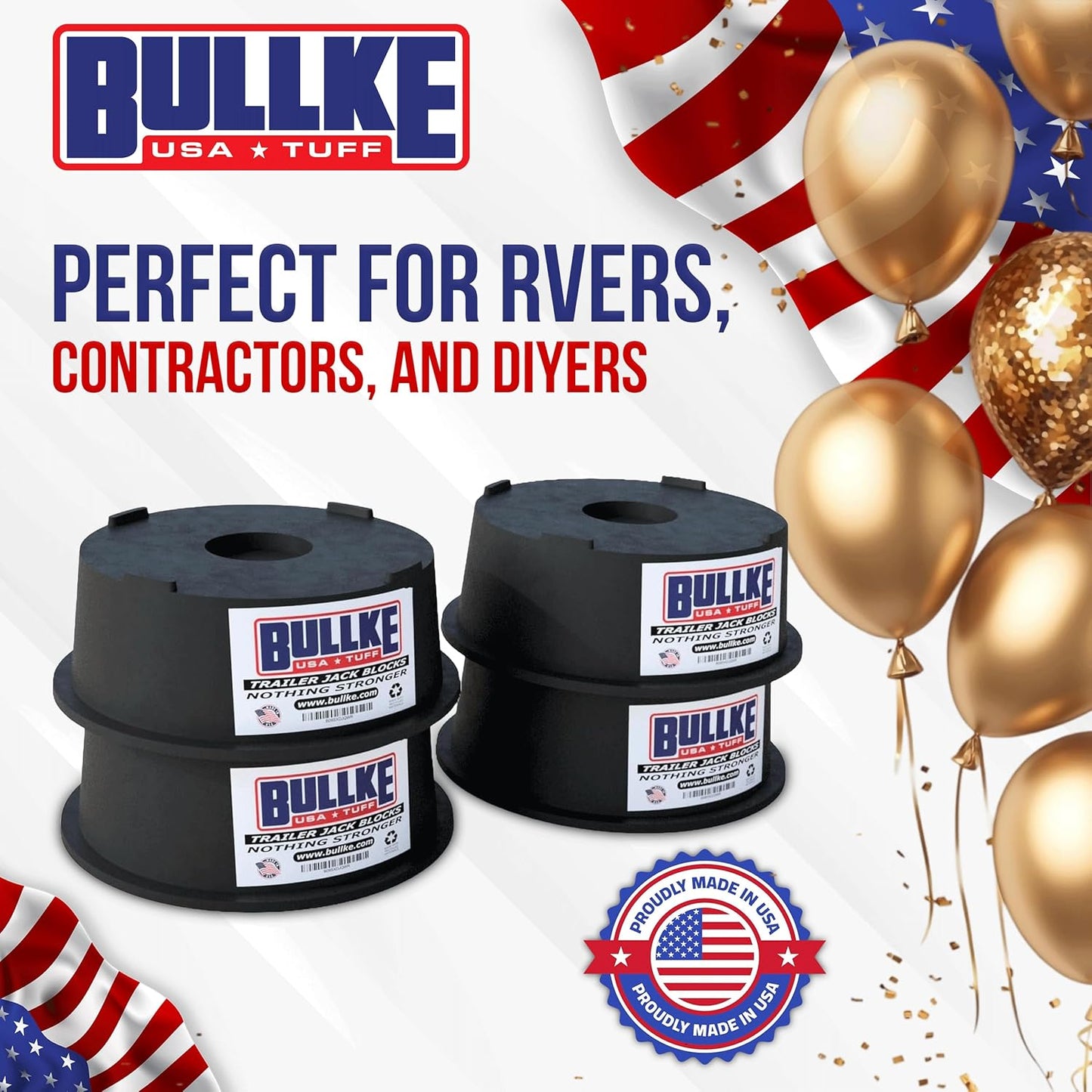 USA-Made Trailer Leveling Blocks - for RV and Camper, Heavy Duty Jack Pads, Stabilizing Blocks, UV Resistant Recycled Plastic Leveling Blocks for RVS (6)