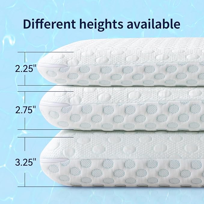 Ultra Thin Pillow 2.75" Stomach Sleeping, Gel Memory Foam Flat Pillow for Stomach and Back Sleepers, Slim Design Memory Foam Pillow with Two-Sided (CertiPUR-US, Standard Size)