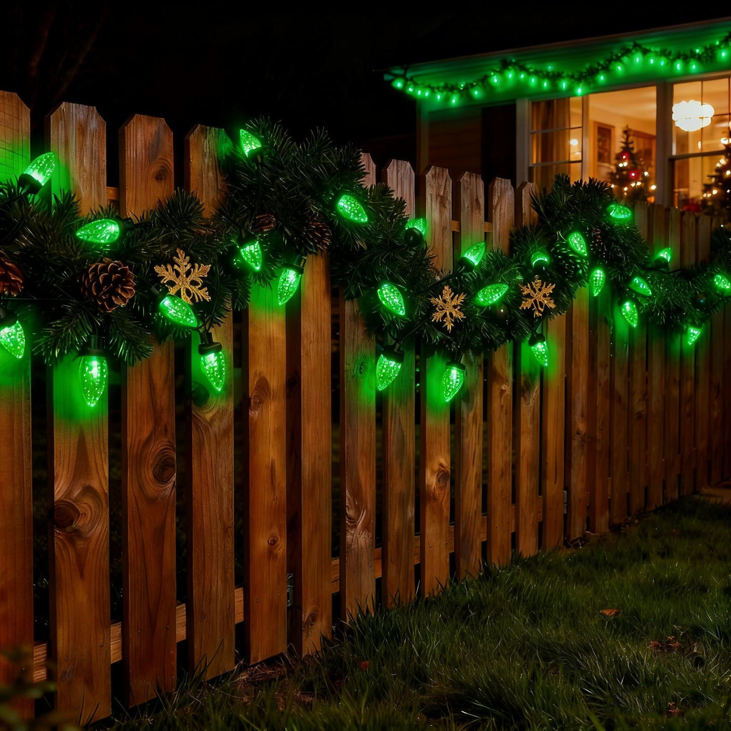 Ucutely C9 Led Christmas Lights Outdoor 33 Feet 50 Led 8 Lighting Modes Waterproof Connectable Christmas String Lights For Outside Roofline Patio Home Xmas Decorations (Green)