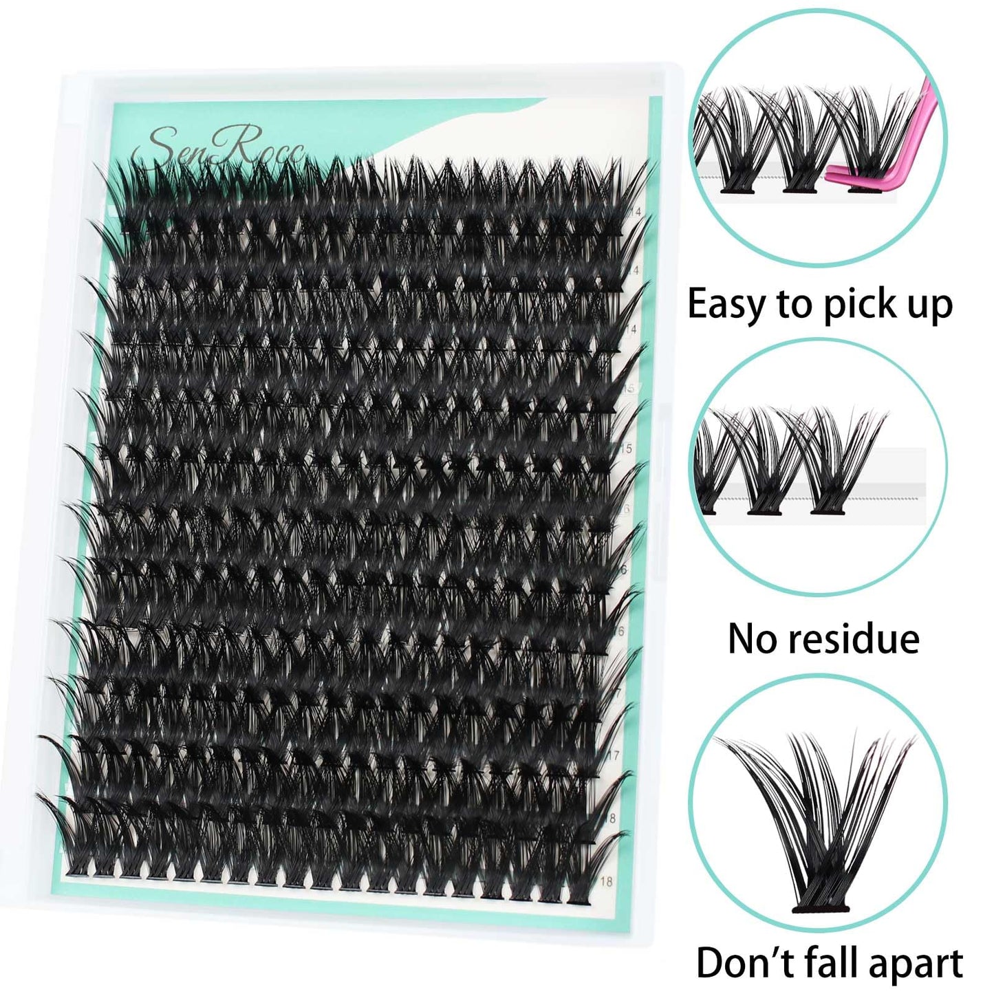 Individual Lashes 14-18mm Cluster Lashes C Curl 80D Natural Look Mixed Tray DIY Eyelash Extension Volume Lash Clusters Eyelashes