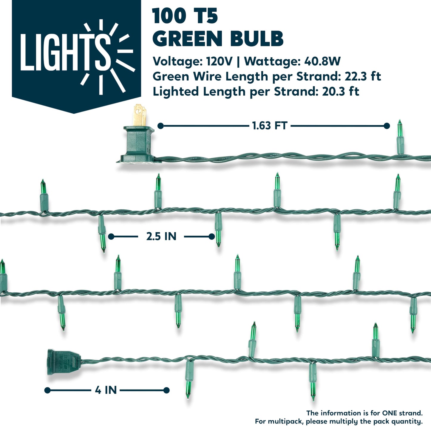 Joiedomi Green Christmas String Lights 100 Count 22.3Ft Christmas Fairy Tree Lights Plug In For Indoor Outdoor Xmas Decorations Patio Holiday Theme Party Yard House Green Wire
