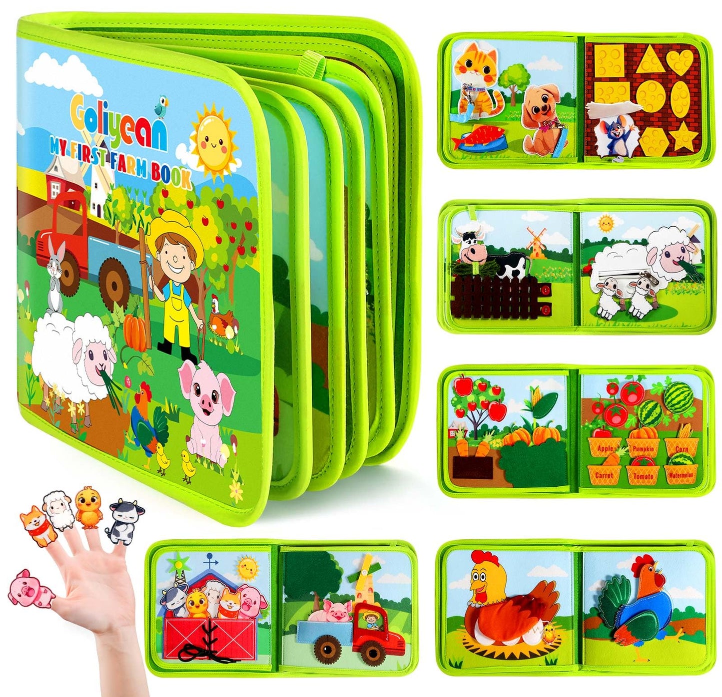 GOLIYEAN Busy Book for Toddlers 1-3 - Montessori Toys for 1-3 Year Old Boy Girl Birthday Gift, Educational Learning Quiet Activity Books, Busy Board for One Year Old Baby, Airplane Car Travel Ages 2-4