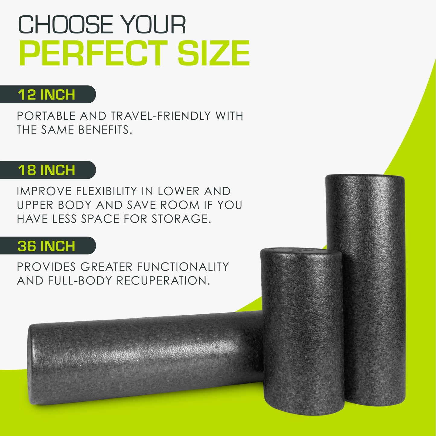 ProsourceFit High Density Foam Rollers long, Firm Full Body Athletic Massage Tool for Back Stretching, Yoga, Pilates, Post Workout Muscle Recuperation