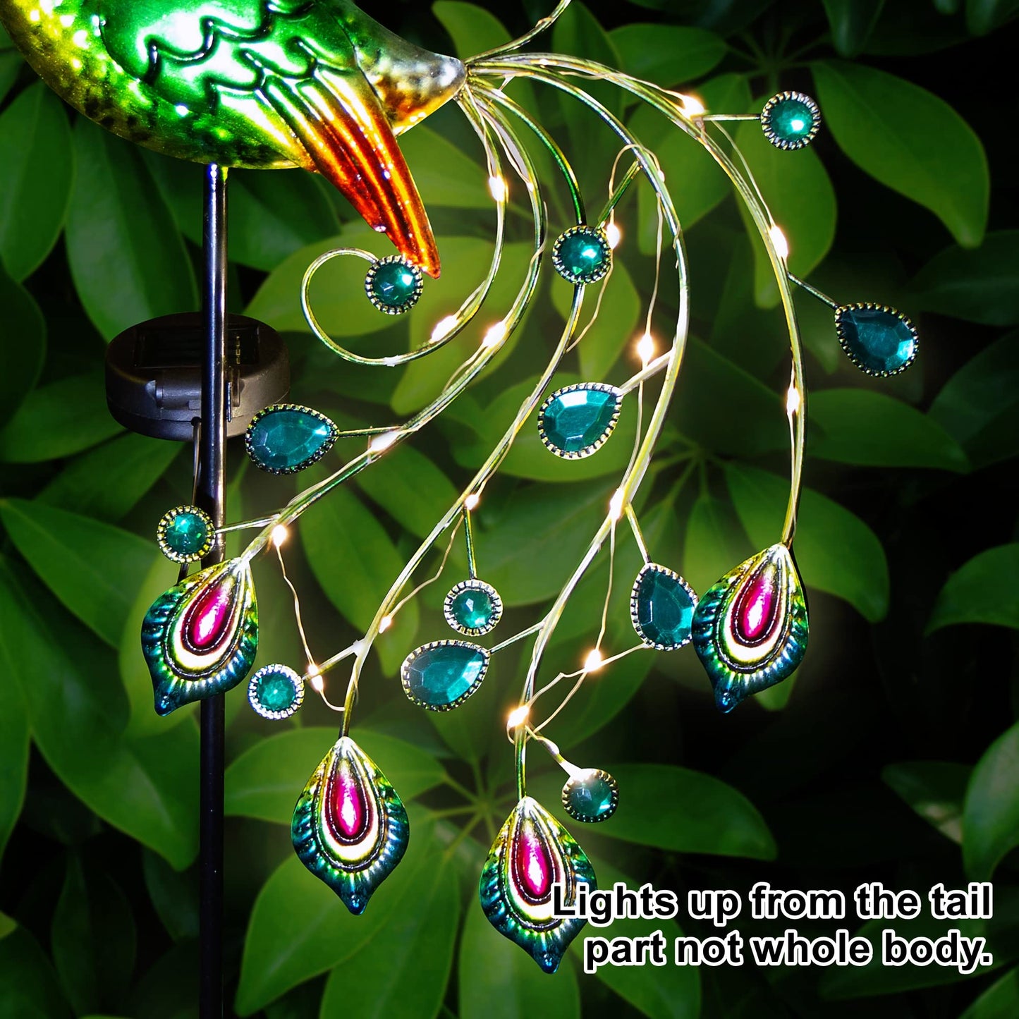 Glintoper Solar Garden Lights, 39 Peacock Metal Stakes, Warm White Waterproof Path Ornaments For Patio & Yard Decoration