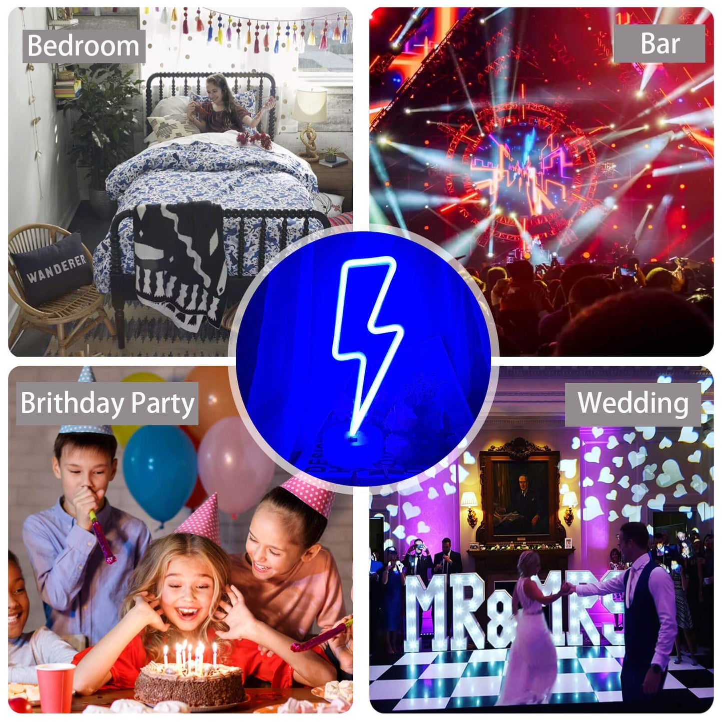 Vifulin Lightning Bolt Neon Sign - Led Room Decor For Teens, Usb/Battery, Blue, Model Qdjznhd.Z003B