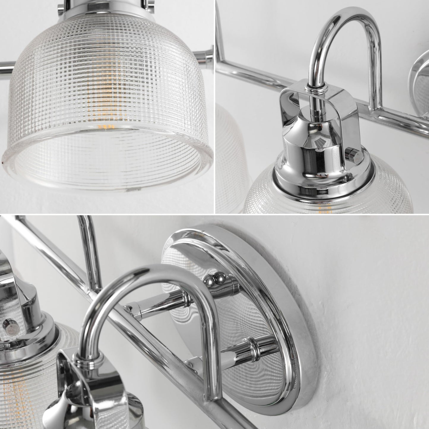 Jonathan Y 30 4-Light Chrome Metal/Glass Led Vanity Light, Model Jyl7902A, Traditional Style For Living Room, Dining Room, Bedroom, Bathroom