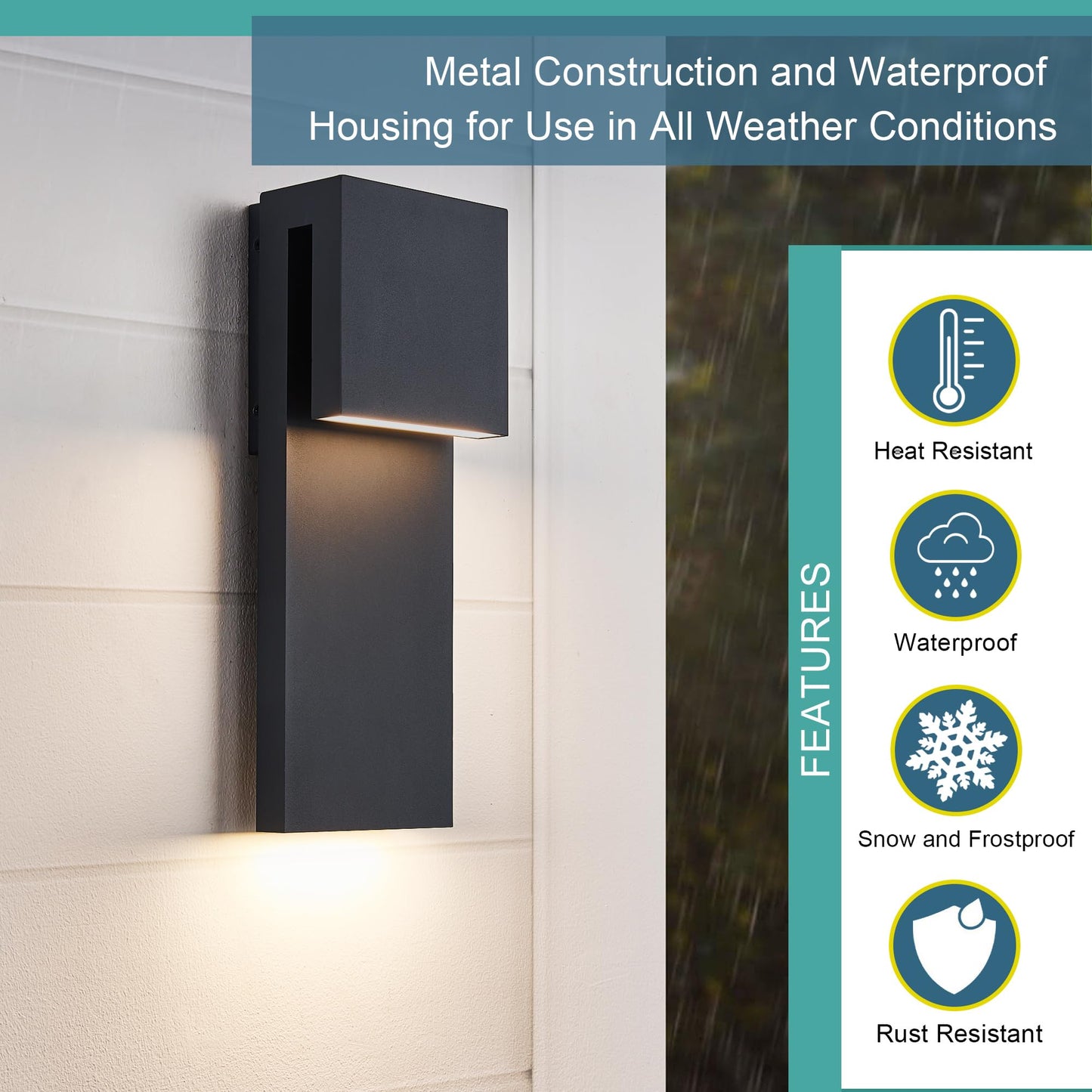 Tarentlight Dusk To Dawn Outdoor Lighting Fixture Wall Mount Modern Integrated Led 2-Light 17W  Exterior Sensor Front Porch Light Textured Black Anti Rust Outside Wall Lights For House Doorway Garage