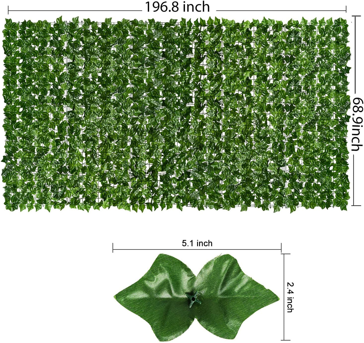 DearHouse Artificial Ivy Privacy Fence - 197x68.9inch Artificial Hedges Fence and Faux Ivy Leaf Fence Decoration for Outdoor Indoor Garden Decor