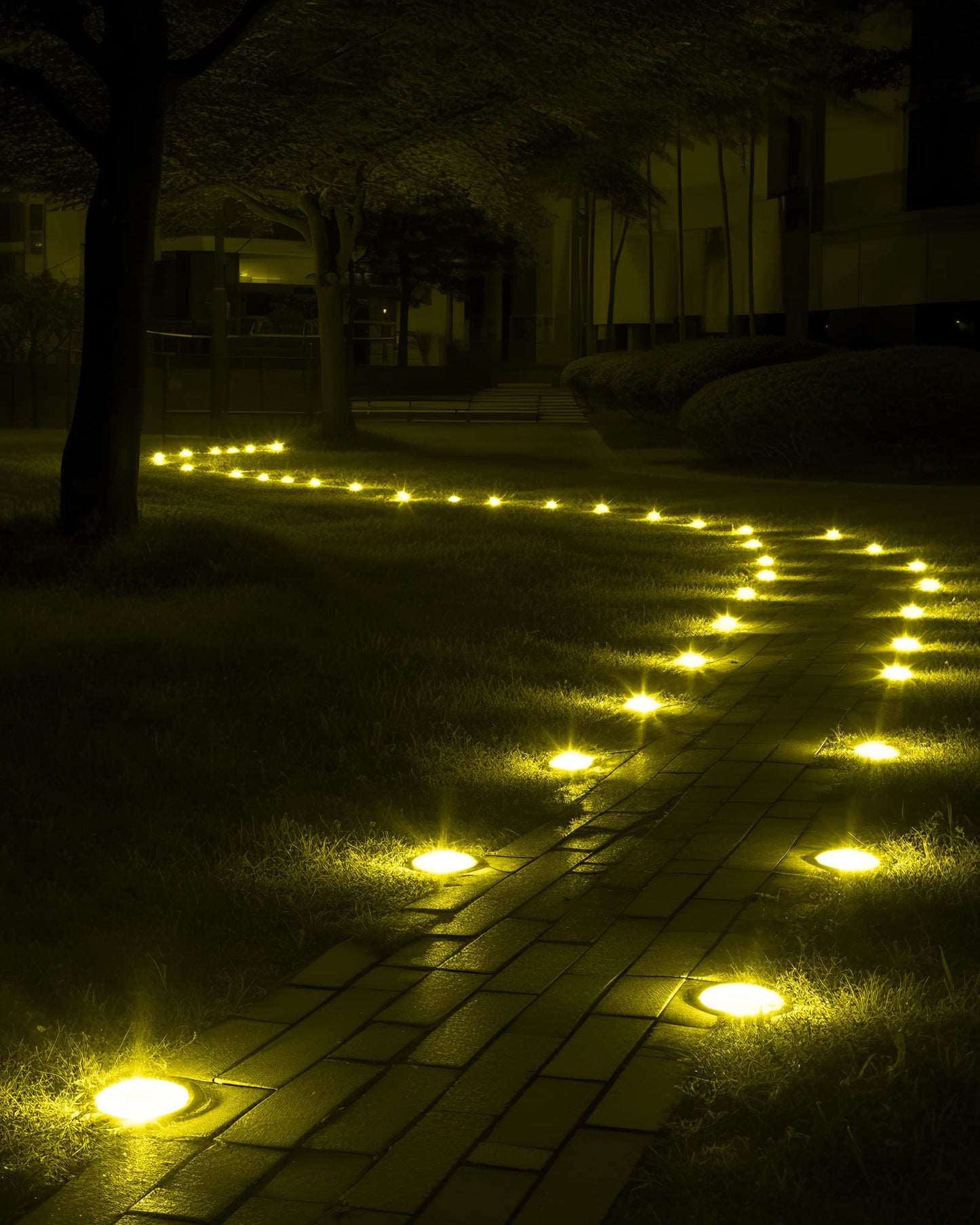 Biling Solar Ground Lights Outdoor, 8 Pack, Waterproof, 12 LEDs, Flat Landscape Lights, Warm White