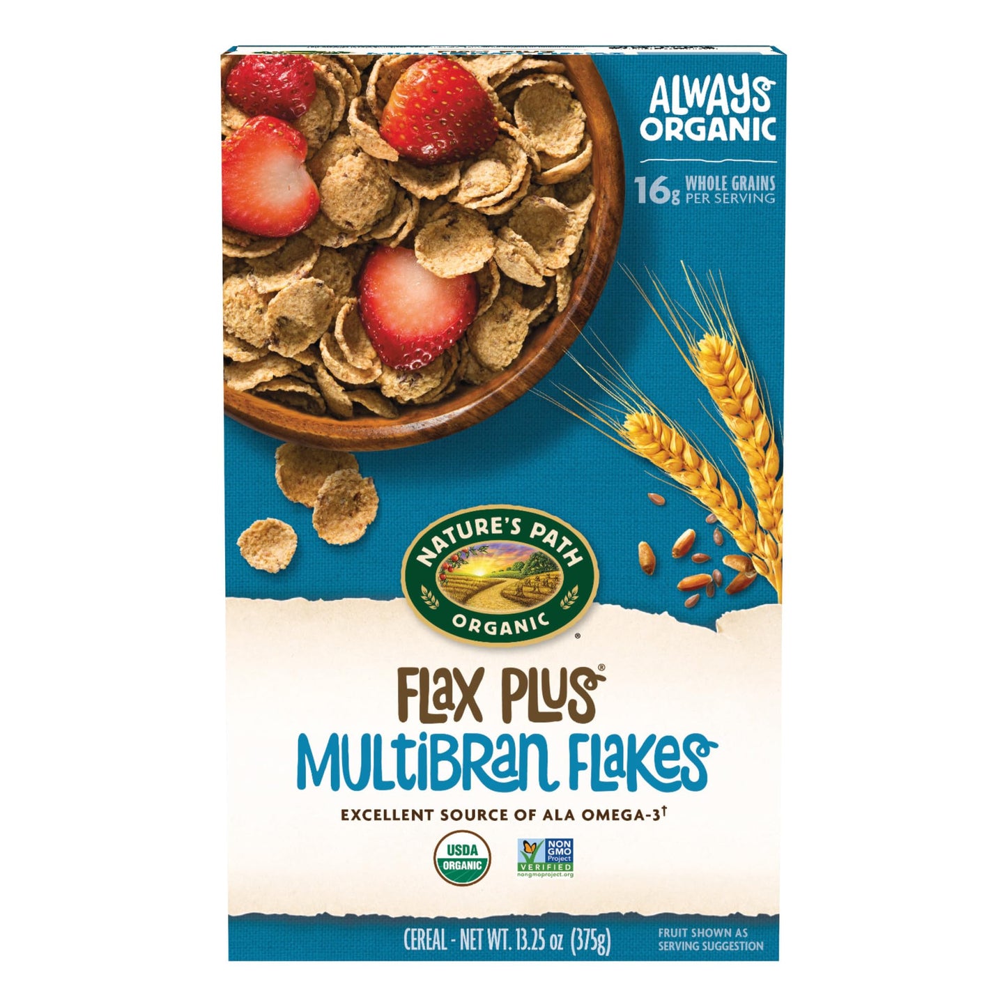 Natures Path Organic Flax Plus Multibran Flakes Cereal, 13.25 oz (Pack of 1), Non-GMO