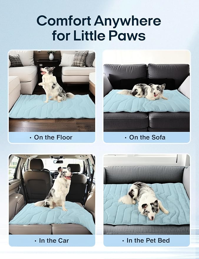 ZonLi Dog Cooling Mat, 48" x 28"Large, Reversible Cooling Pad for Dogs & Cats (Cool & Warm), Durable & Machine Washable, Pet Mat for Crate, Kennel, Bed, Sofa, Polar Blue