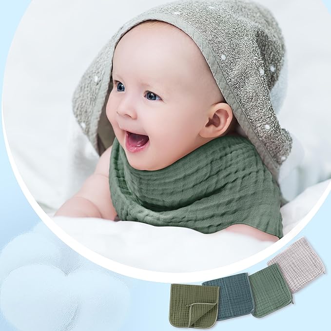 Buryeah Muslin 20 Pcs Burp Cloths Large 20" x 10" 100% Cotton 6 Layers Ultra Absorbent and Soft Hand Washcloths for Baby Drool and Messes Gentle Burp Cloth for Boys & Girls(Dark Colors)
