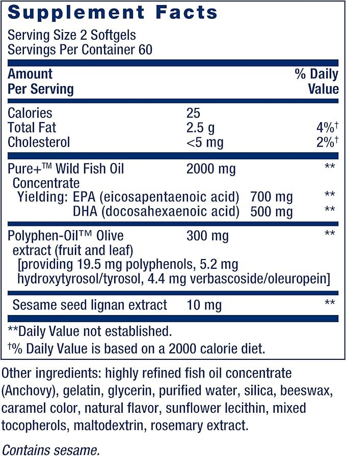 Super Omega-3 Fish Oil, Sesame & Olive Extract with Multi-Vitamin & Mineral - 120 Softgels & 120 Tablets