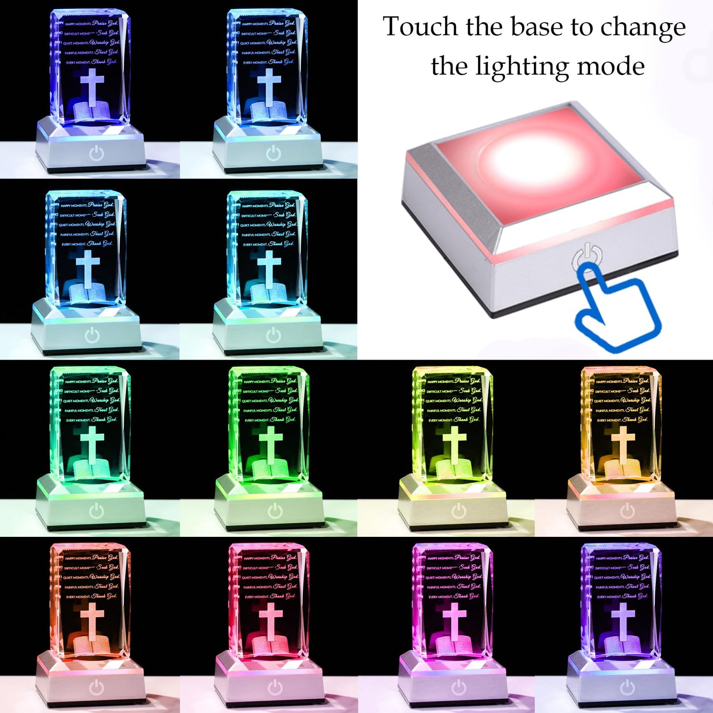 Movdyka 3D Crystal Christian Gifts For Women Men Faith  Inspirational Bible Verse Religious Gift Keepspirit-inspired flavor With Colorful Led Night Light  Get Well Spiritual Gifts Ideas For Birthday