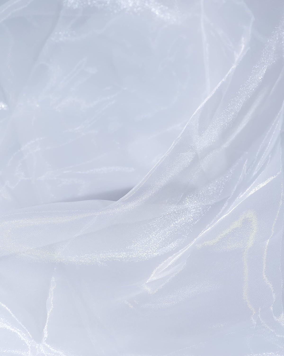 Fynite White Organza Fabric by The Yard | 5 Yard Long | 44" Wide | Bridal Soft Sheer Organza Tulle for DIY Wedding Dress Fashion Craft Decorations