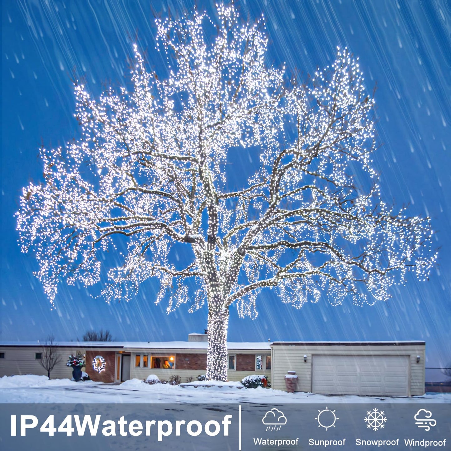 600 Led White Christmas Lights Outdoor 197Ft 8 Modes White Christmas String Lights Clear Wire  Plug In Twinkle Fairy Lights For Bedroom Wedding Christmas Tree Decorations