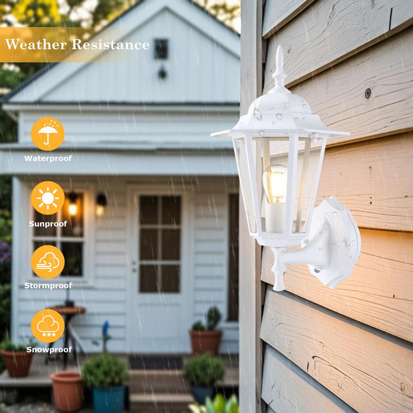 GRUENLICH Dusk to Dawn Outdoor Wall Sconce, White Aluminum, 14 Inch, Model GR-WL003D2D-WT-1PK