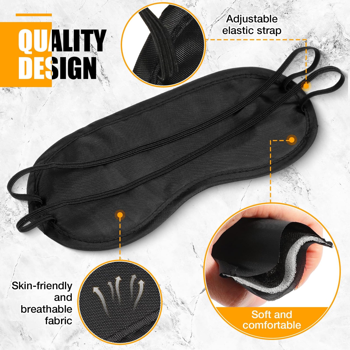 Tarpop 200 Pcs Eye Mask Sleeping Blindfold Eye Cover with Adjustable Strap for Games Party Team Building Travel Individually Wrapped Sleep Mask for Women Men (Black)