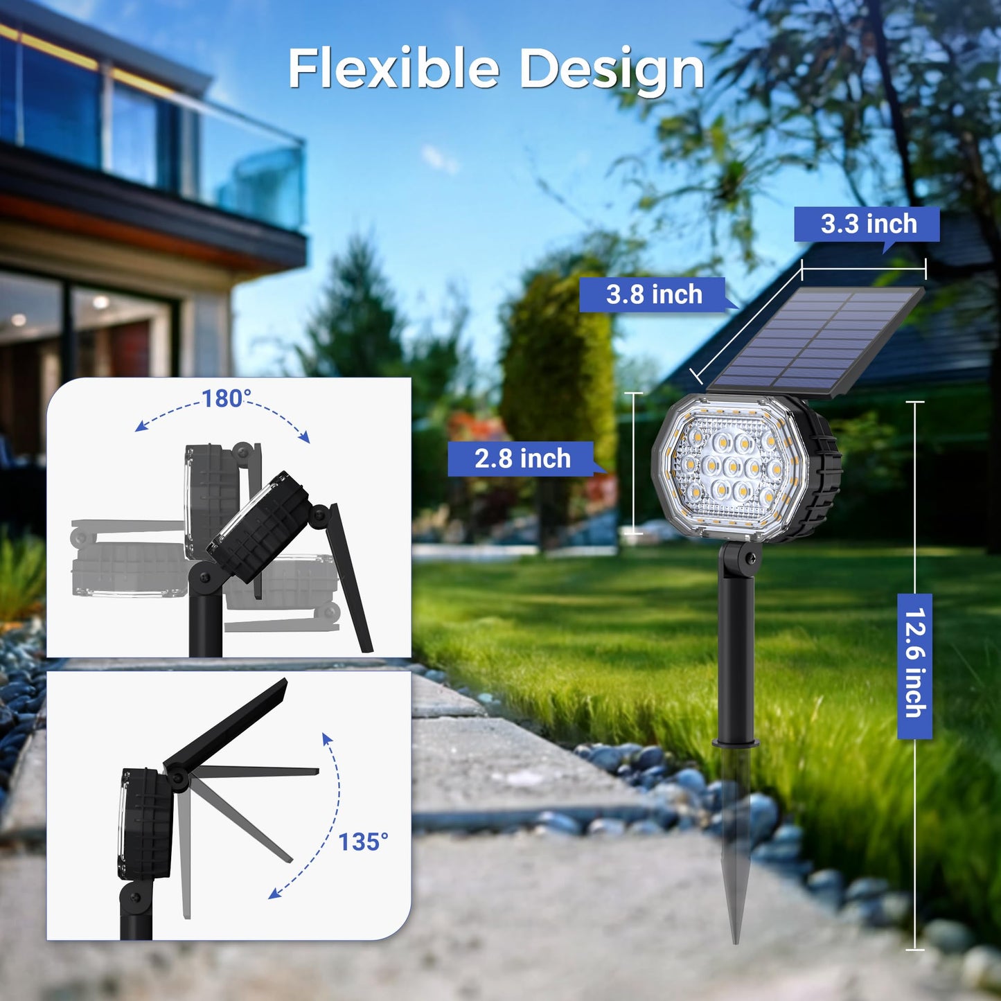 Solar Spot Lights Outdoor Waterproof Ip65  3 Modes Solar Lights Outdoor 35 Led Landscape Lighting  Spot Uplights For Garden Patio Yard Walkway Driveway House Backyard  4 Pack Warm White(3000K)