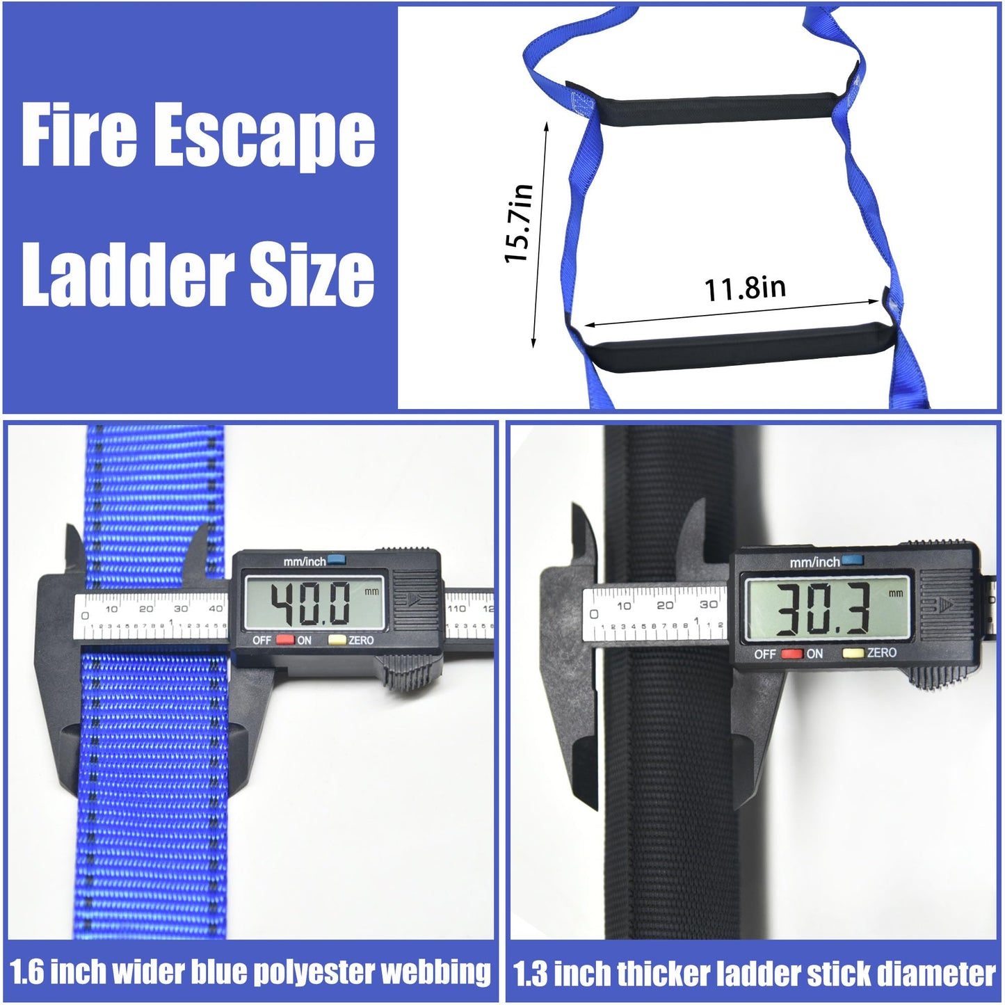 Emergency Fire Escape Ladder 26 Feet Portable Safety Rope Ladder Emergency Escape Ladders for 2-3 Story Homes for Windows, Balconies, and Sailboats, Kayaks, Etc