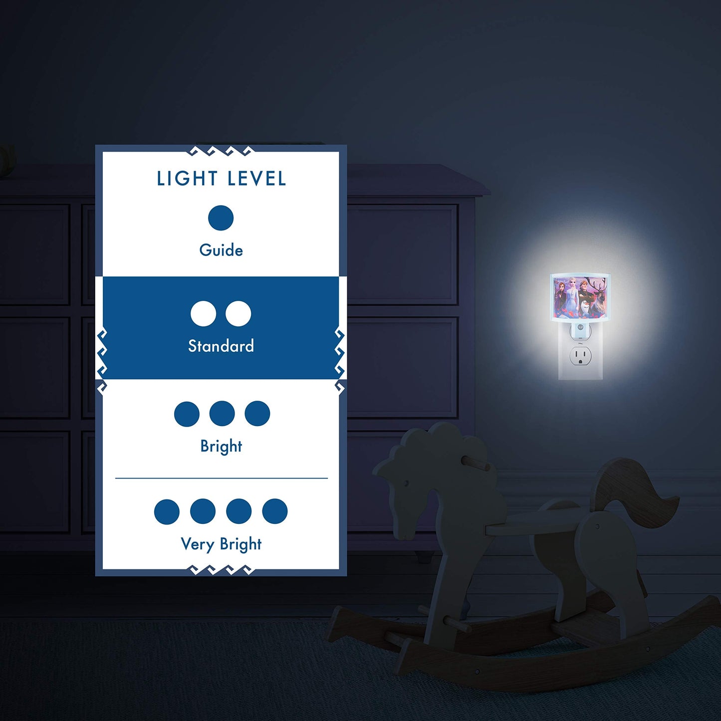 Disney Frozen LED Night Light, Wrap Shade, Plug-in, Dusk to Dawn, Model 46276, Ideal for Nursery & Girls Bedroom Decor
