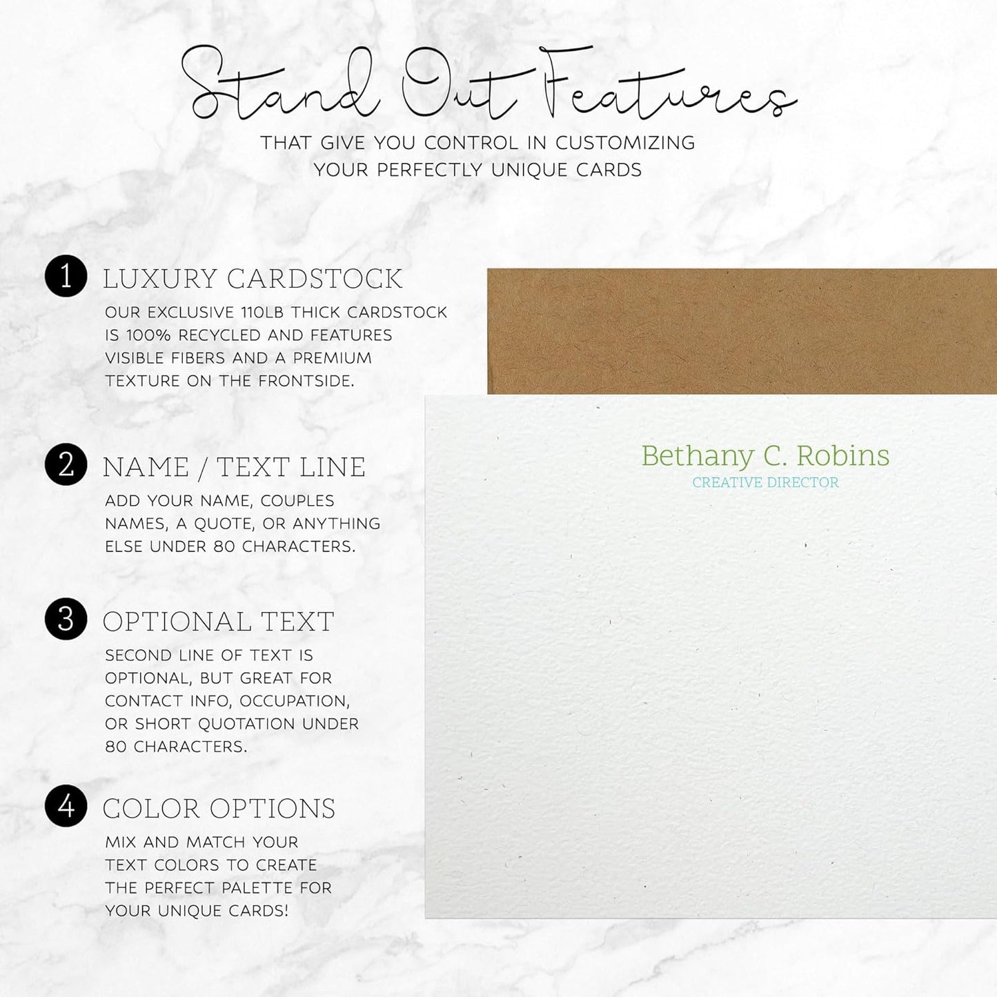 Personalized Note Cards – Custom Flat Stationery Set with Name – Personalized Thank You Cards – Elegant Personalized Stationery for Women (Bethany Robins)