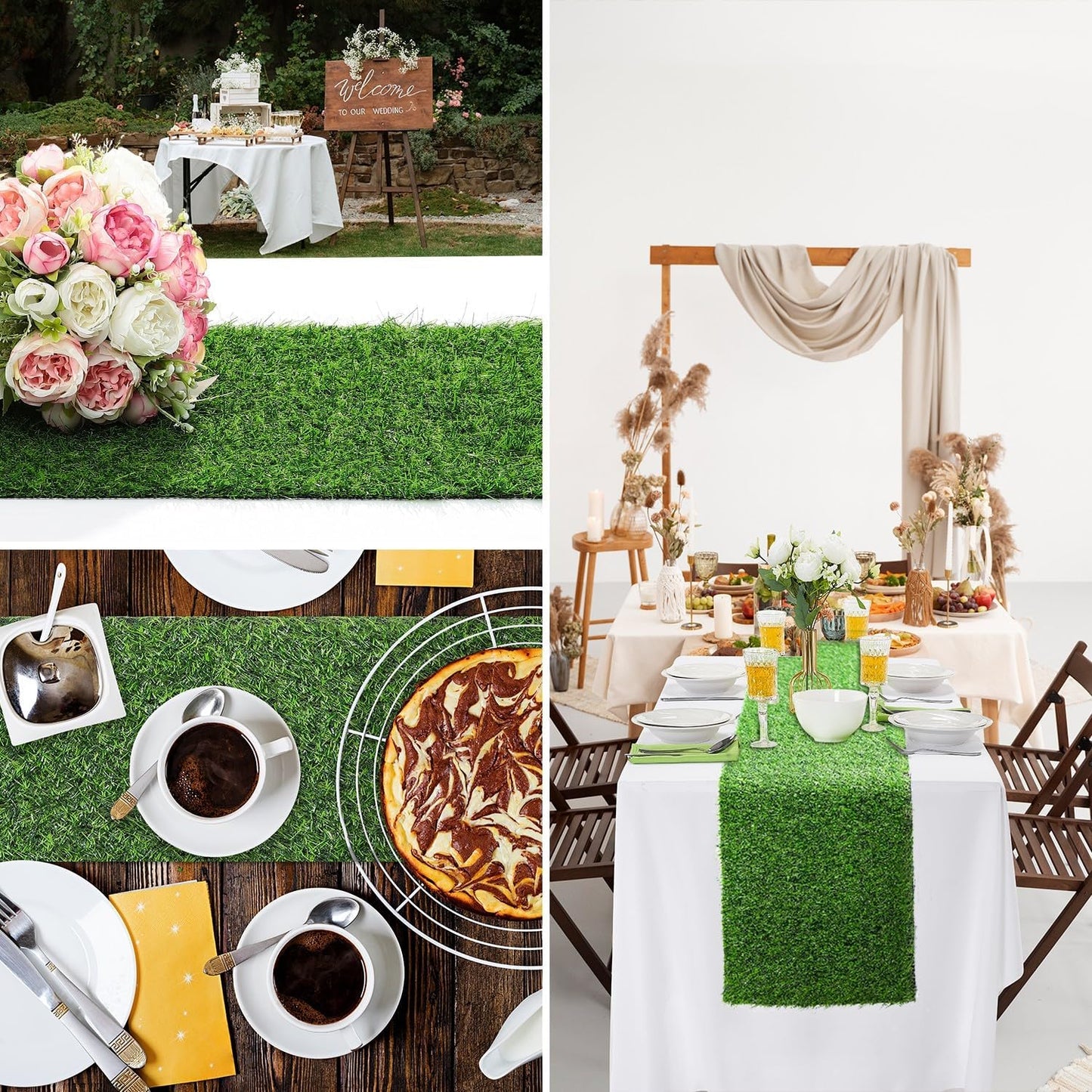 Artificial Grass Table Runners-13 x 96 Inches Faux Grass Table Runner for Golf Themed Party,Synthetic Turf Table Runner for Wedding Party, Birthday, Banquet, Baby Shower, Home Decor