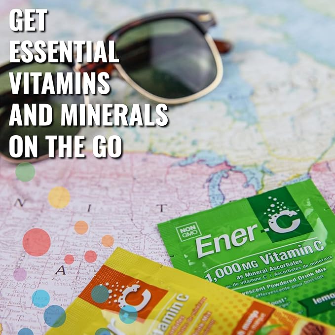 Ener-C Multivitamin Drink Mix - Vitamin Packets for Water, Electrolytes Powder Packets, Vitamin Drink Mix, Hydration Liquid Mix, Immune Booster for Adults, Healthy Energy - Lemon Lime, 60 Count