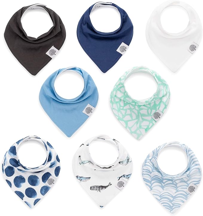 Parker Baby Bandana Drool Bibs 8 Pack Baby Bibs for Boys, Girls, Unisex - Soft & Stylish Teething Bibs for Babies