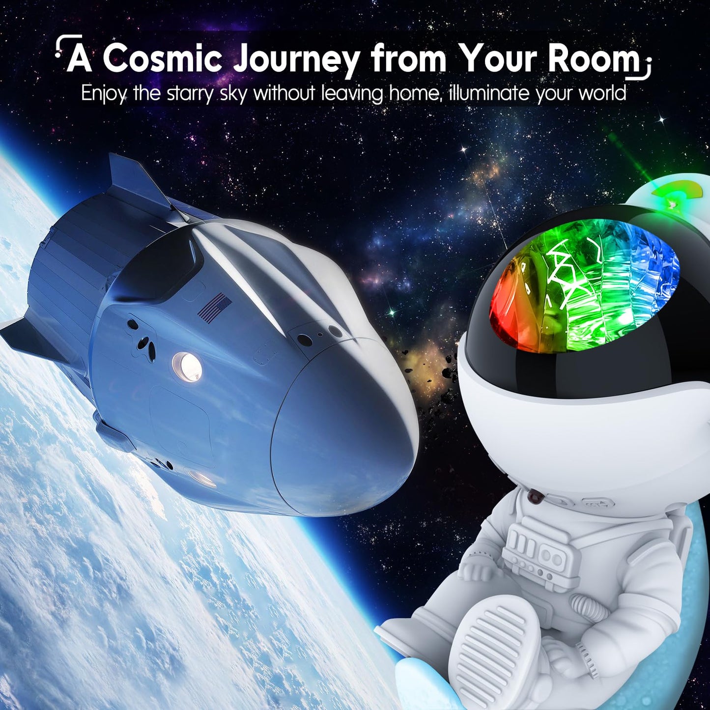 Rossetta Astronaut Galaxy Projector Night Light With Timer And Remote  Kids mature-themeds Room Decor  Party  Gifts For Christmas  Birthdays