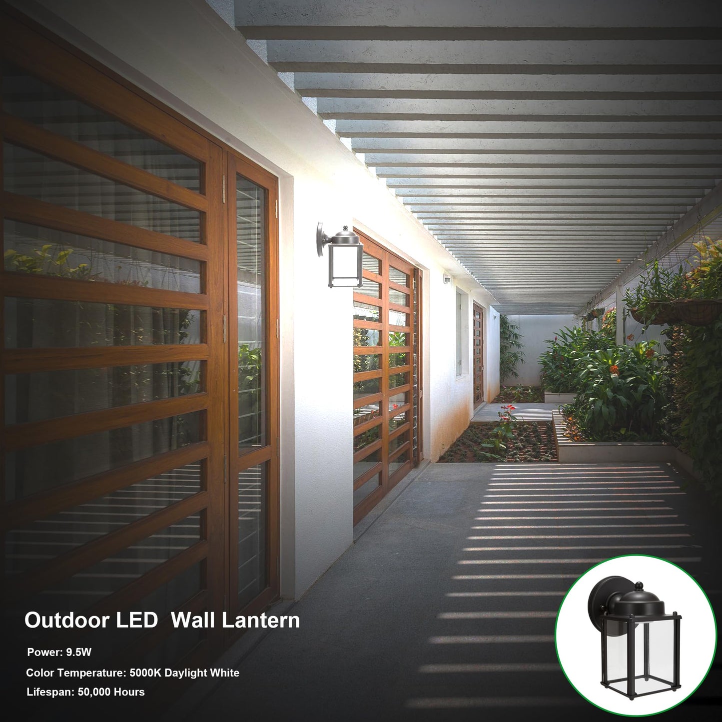 Lit-Path Outdoor Led Wall Lantern, 800 Lumen, 9.5W, Bronze Aluminum, 5000K Daylight White, Model Lt-Wl01750K-Br