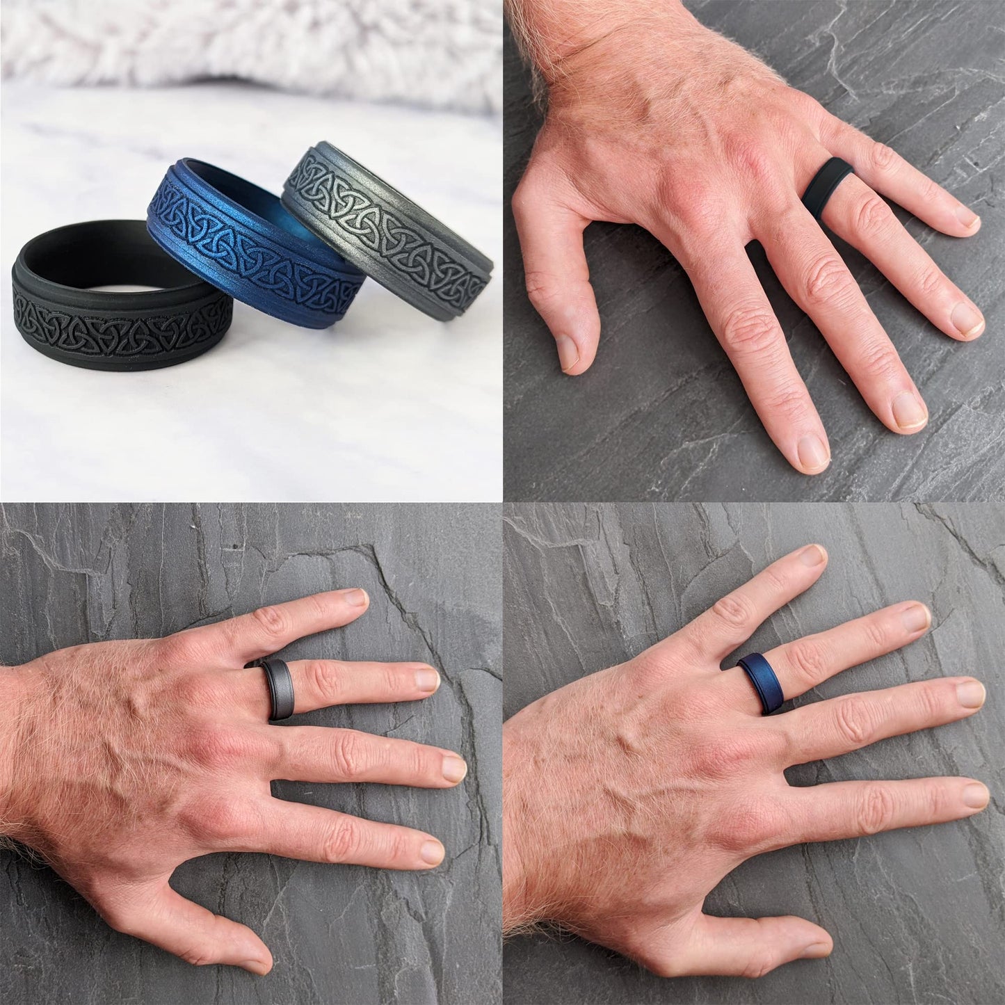 Knot Theory Trinity Silicone Ring for Men - Cosmic Purple Size 10, Breathable Comfort Fit 8mm Bandwidth