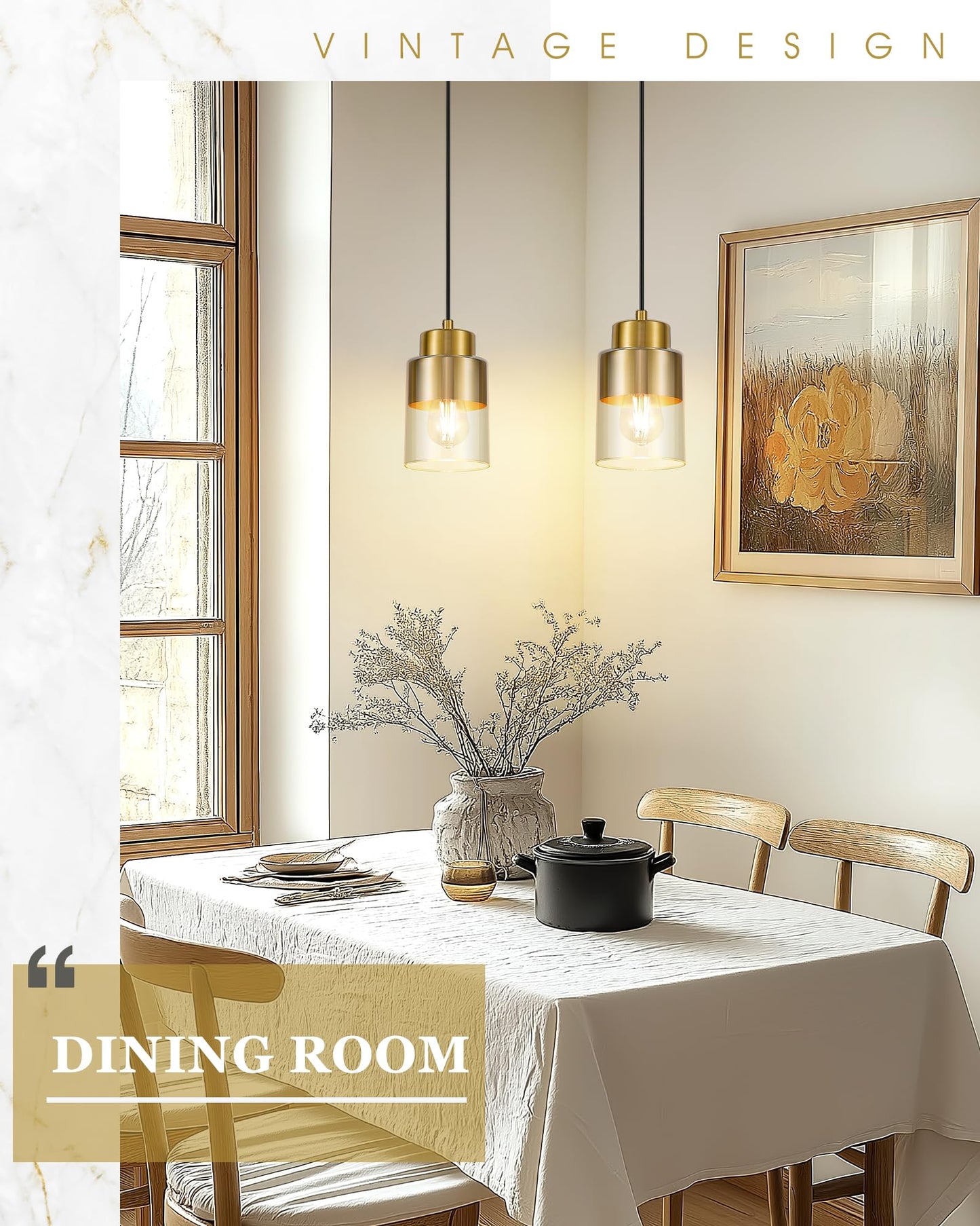 Audickic 2-Pack Pendant Lights Kitchen Island  Brushed Gold Dual Shade Hanging Lights Fixtures With Metal And Clear Glass  Brass Kitchen Pendant Lighting Over Island For Dining Room  Ad-24022-1P2-Gd