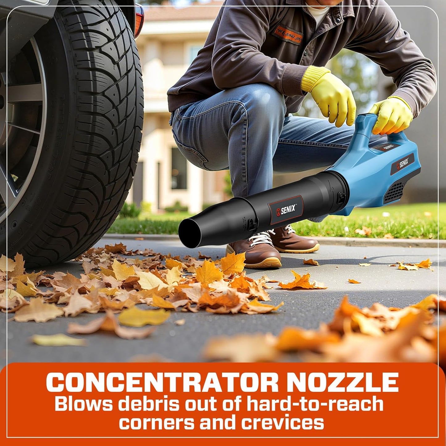 SENIX X5 58V MAX* 2-Piece Cordless Yard Tool Combo Kit with 11“/13" Brushless String Trimmer Weed Wacker,520CFM 3-Speed Leaf Blower,Includes 2.5Ah Battery & Charger (S5K2B1-01)