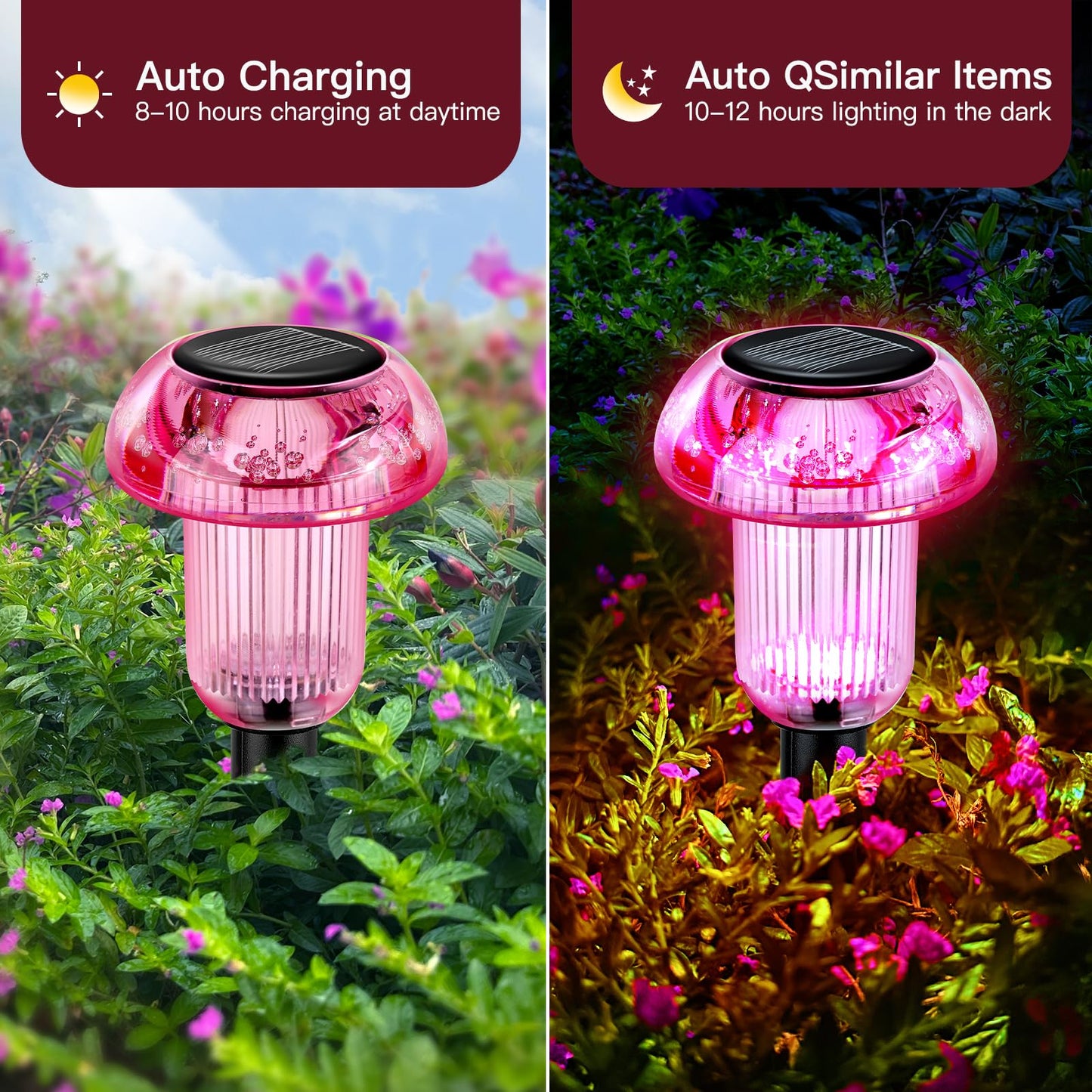 COZY-PAVILION Solar Lights Outdoor Waterproof 8 Pcs LED Solar Mushroom Light Outdoor, Driveway Lights Solar Powered, Landscape Garden Decor Stake Light, Outdoor Solar Lights for Yard, Sidewalk, Lawn