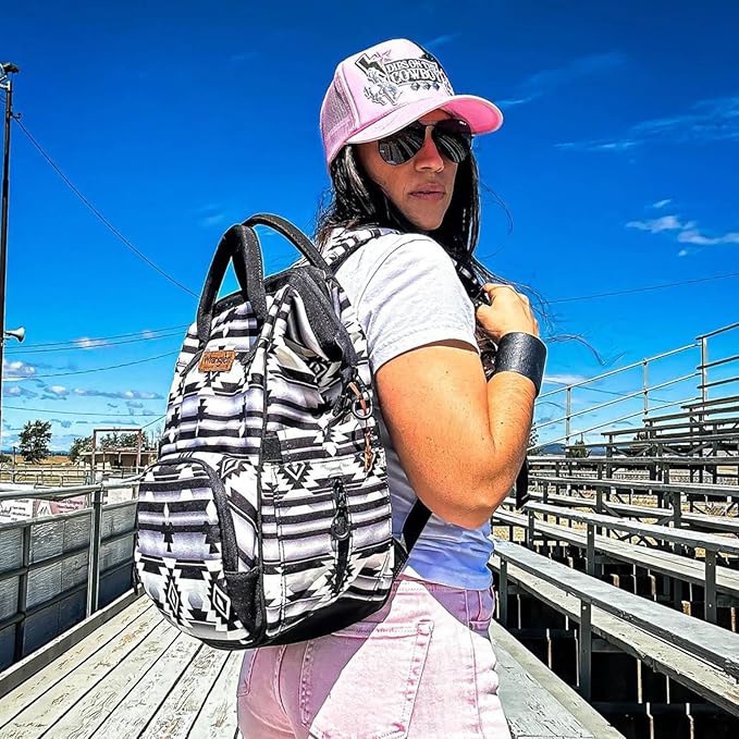 Montana West Wrangler Diaper Bag Backpack Aztec Travel Backpack Purses Western Multi-Function Baby Bags for Mom with Waterproof Insulated Pockets