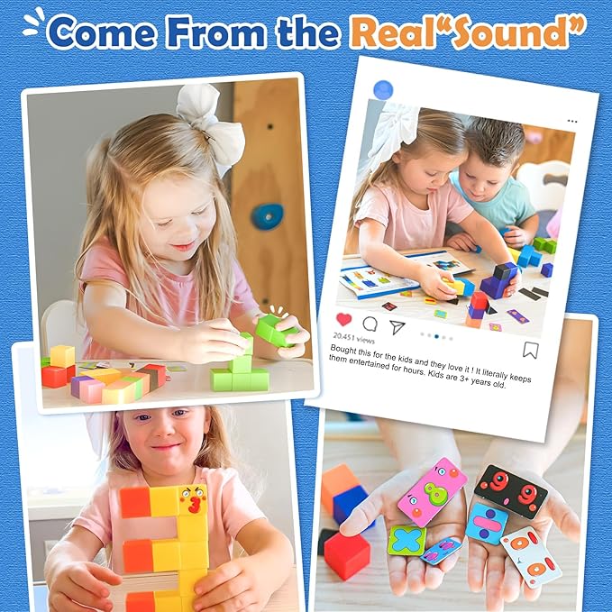 Magnetic Blocks World Building Blocks Edition, STEM Educational Montessori Sensory Learning Toddlers Toys for 3 4 5 Year Old Boys Girls, Number Games 1-10, Birthday Gifts for 3-5 4-8 Year Old Kids