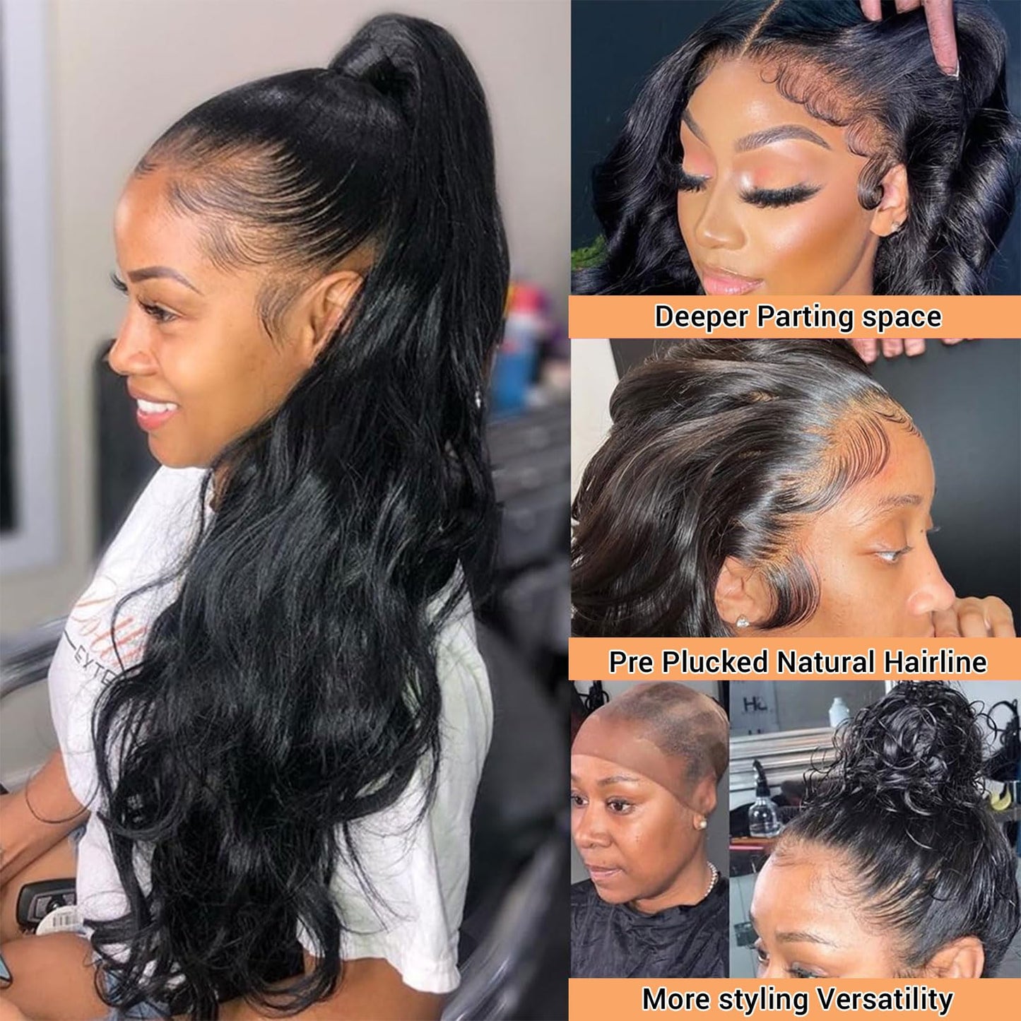 360 HD Frontal Closure Only Body Wave HD Lace with Baby Hair 100% Virgin Remy Human Hair Lace Frontal 150% Density Natural Color