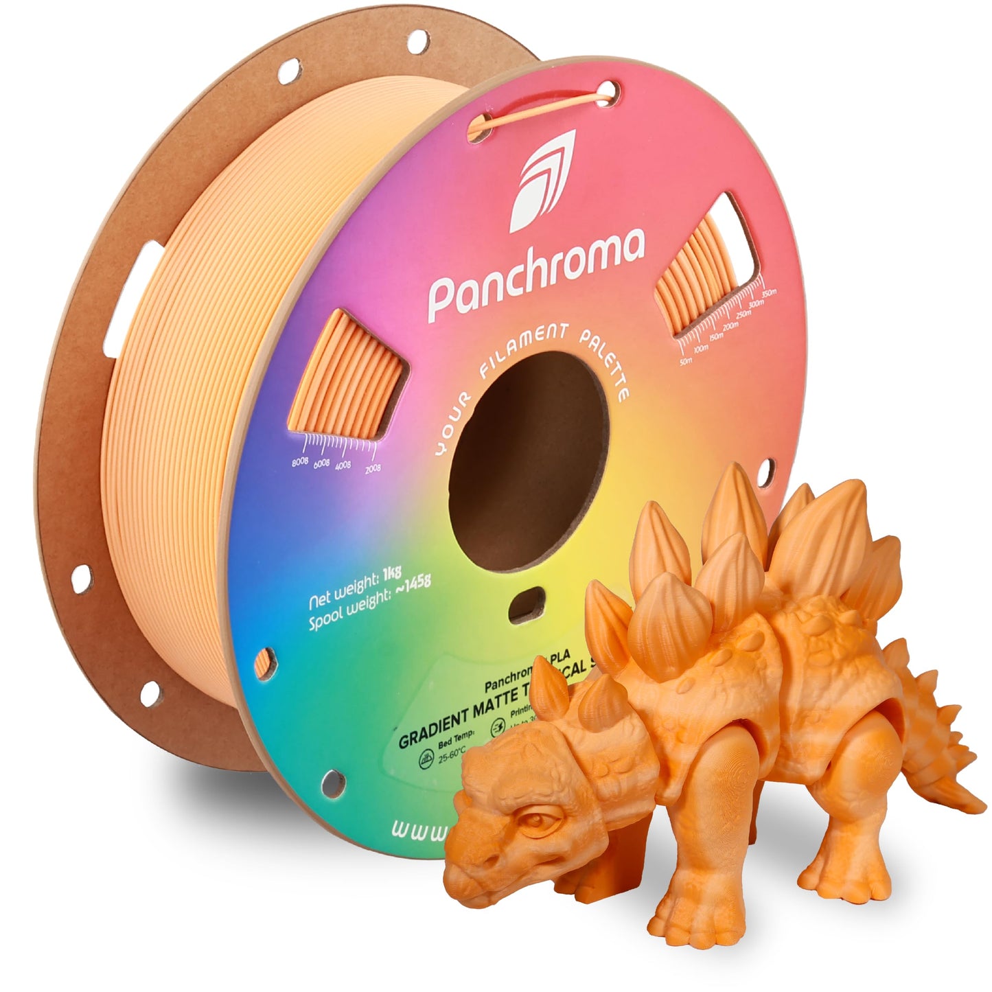 Polymaker Panchroma Gradient Matte PLA Filament, Multicolor Gradient Matte Orange and Pastel Orange 1.75mm 3D Printing Filament,