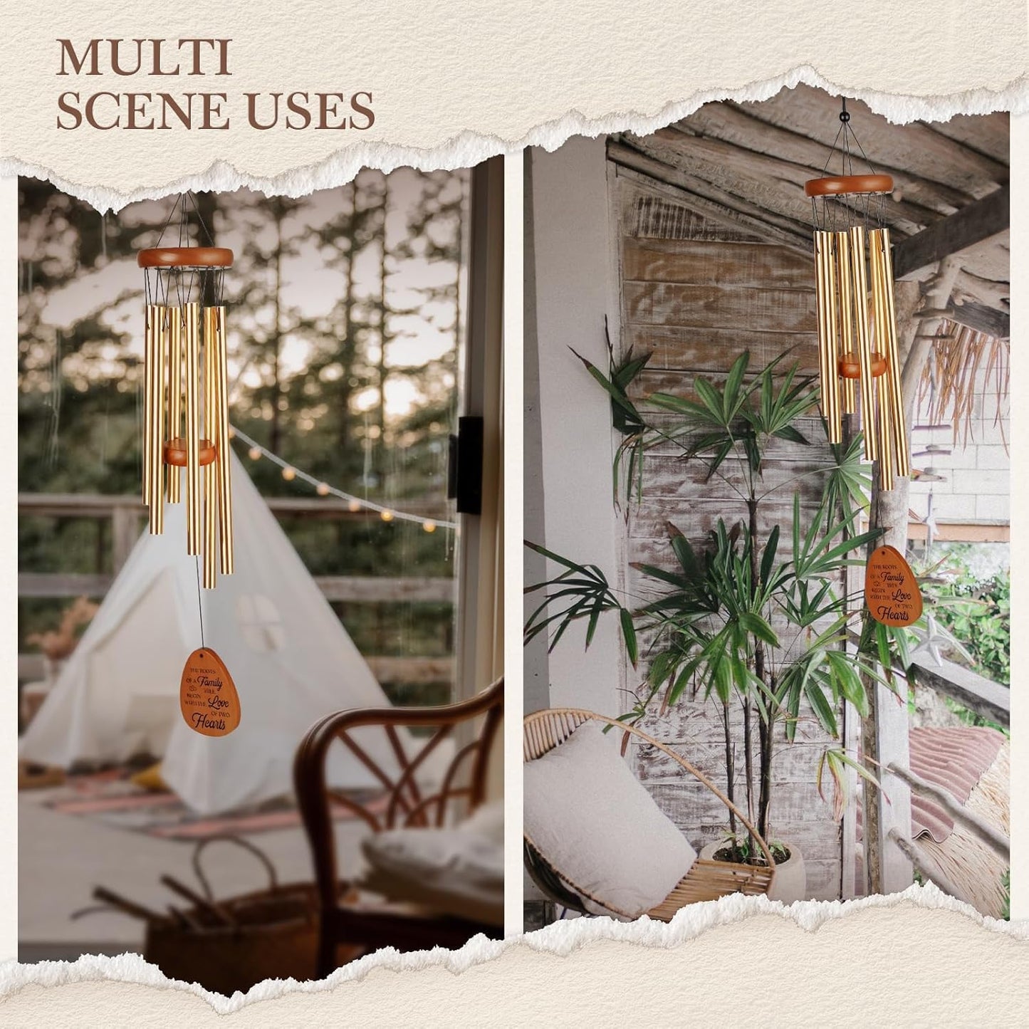 10th Anniversary Wind Chime, 10th Anniversary Romantic Gifts for Him, Her, Couple, Men, Women, Wife, Husband, Newlywed, Aluminum Anniversary's Keepsake Gifts Ideas