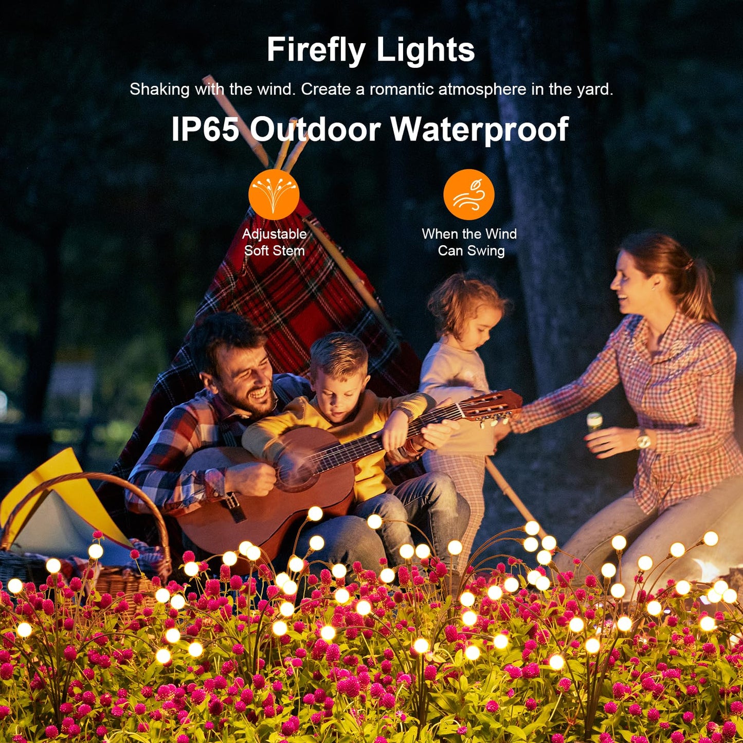 ASMAD Solar Garden Lights, 6 Pack 48 LEDs, Warm White, Outdoor Firefly Lights for Patio and Pathway Decor, Model SG-lights-01
